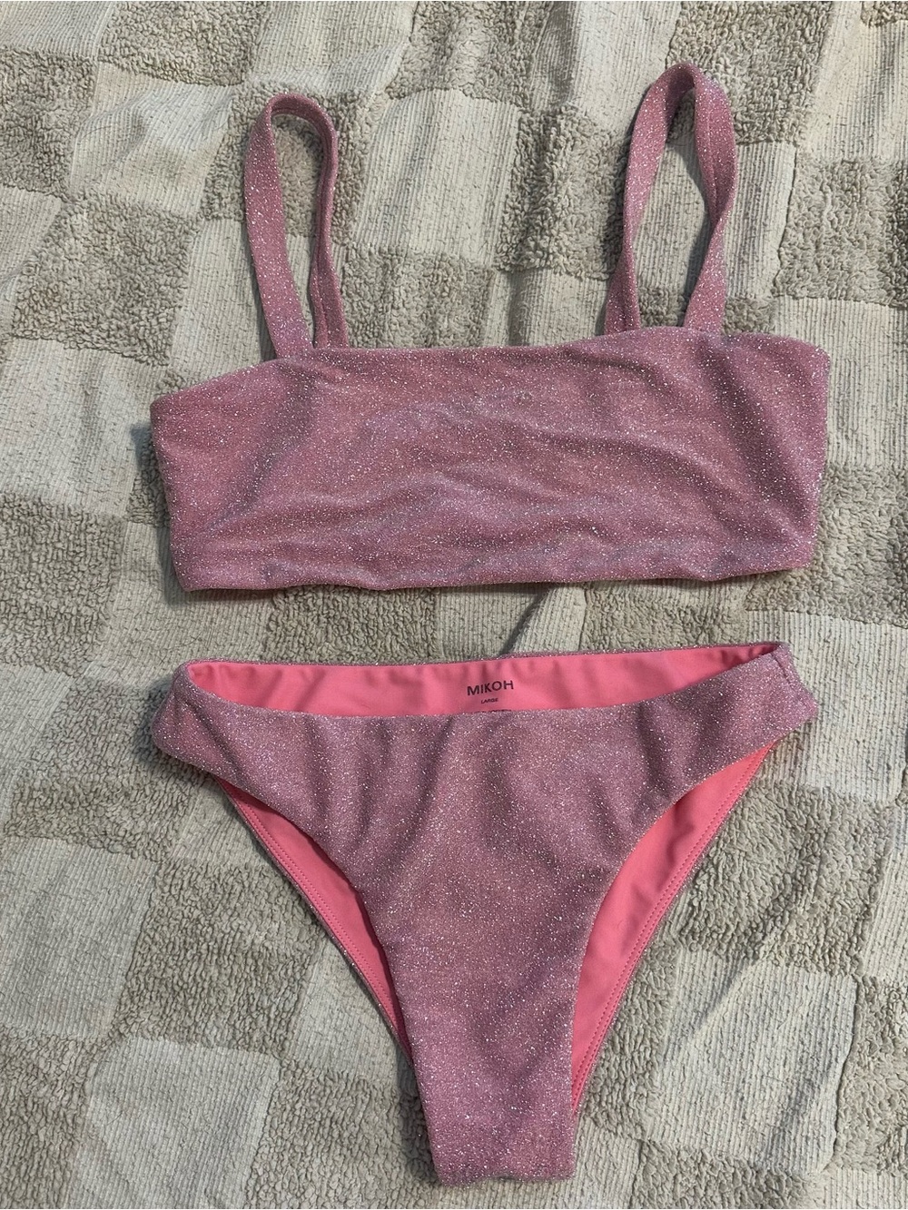 Mikoh Shimmery Pink Bandeau Bikini